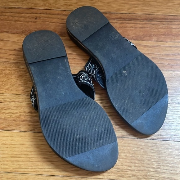 Coconuts by Matisse Black Leather Thong Sandal Flip Flop Beaded Kelsey Shoe 7 - Picture 6 of 9